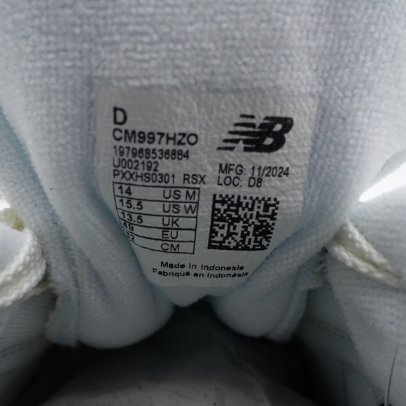 NEW Size 14 Men's New Balance 997H Cordura Sneakers CM997HZO White/Sea Salt - Picture 2 of 7
